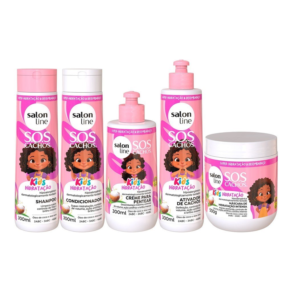 Kit SOS Cachos Kids Hidratação com 5 produtos por R$54,32