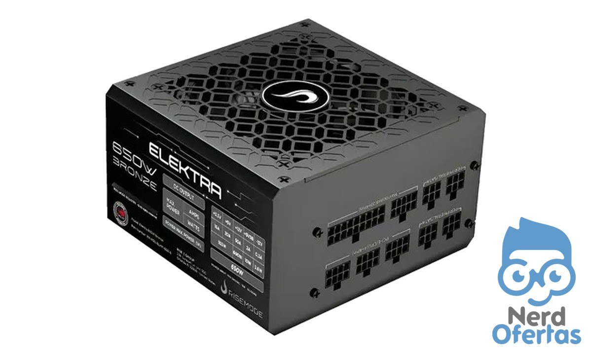 Fonte Gamer Rise Mode Elektra 650W Full Modular Selo Teclab Preto por R$ 248