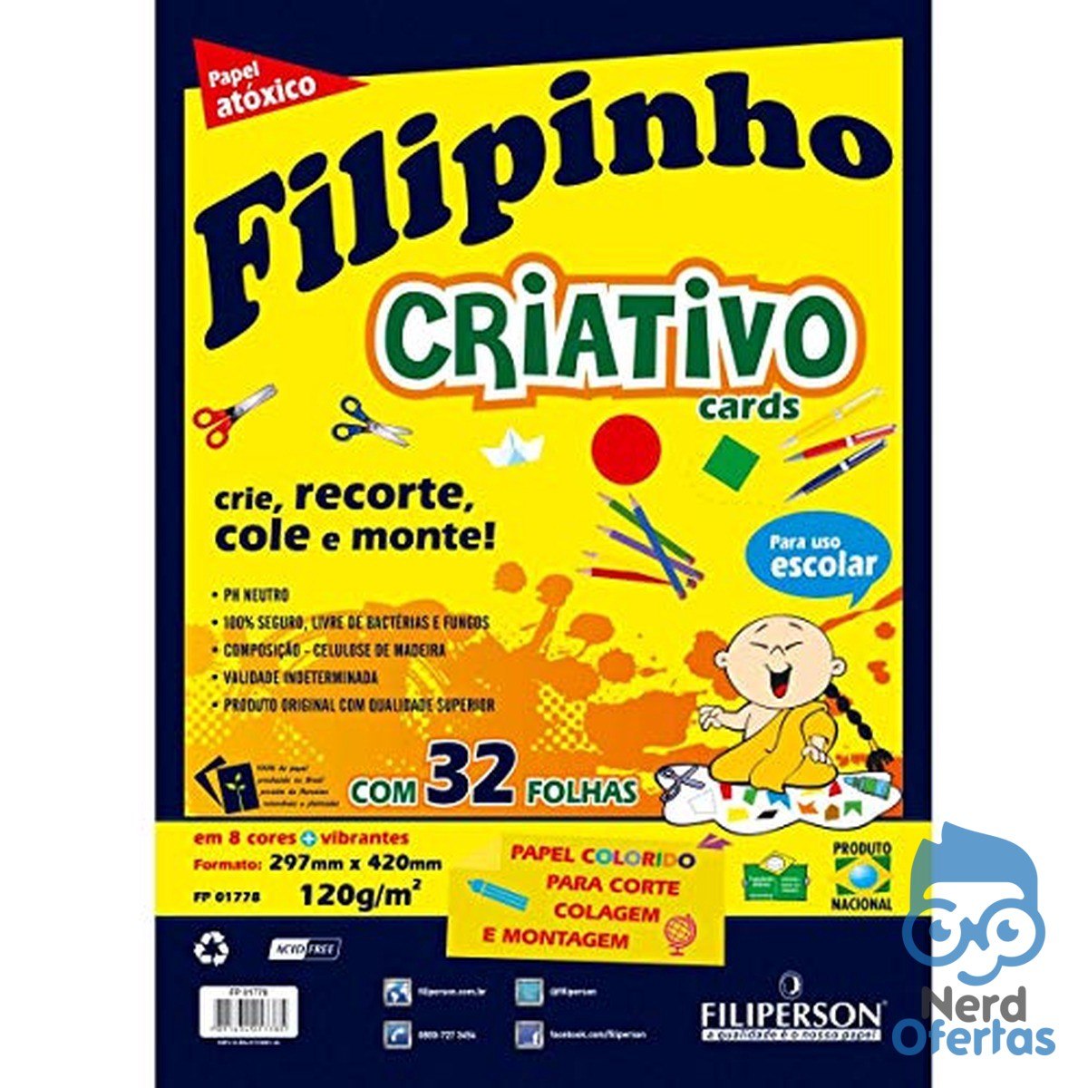 Bloco para Educação Artística Filipin Criat 8 Cores A3 120g 32 Folhas