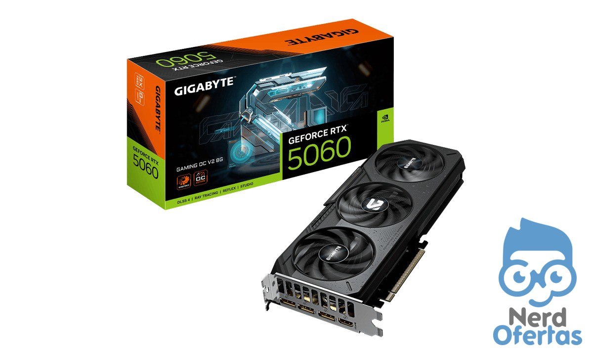 Placa de Vídeo Gigabyte GeForce RTX 5060 Gaming OC V2 8GB GDDR7 PCIe 5.0 Ray Tracing por R$ 2.643