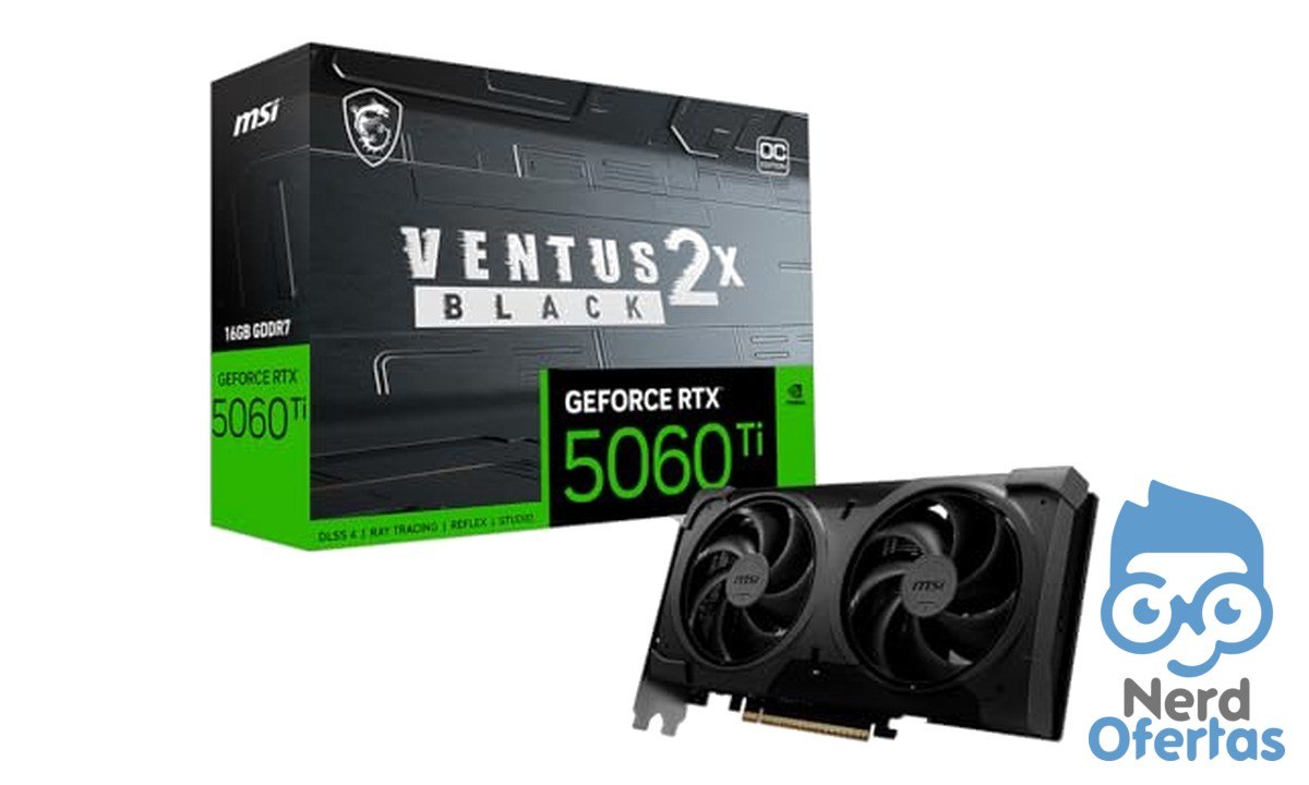 Placa de Vídeo MSI RTX 5060 Ti 16GB GDDR7 Ventus 2X OC Black Plus