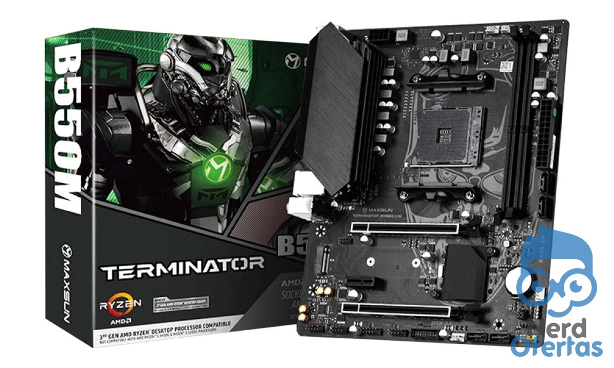 Placa Mãe MAXSUN B550M MS-Terminator, Chipset B550, AMD AM4, mATX, DDR4 por R$ 489