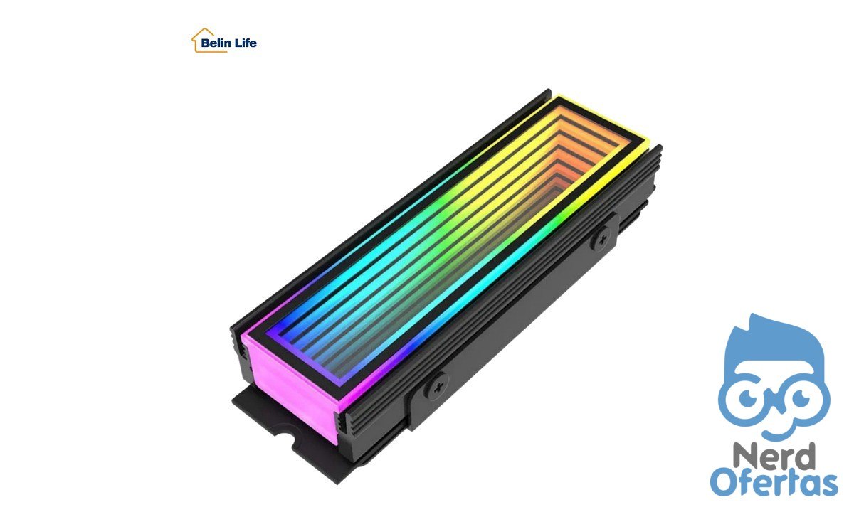 Dissipador SSD M.2 2280 NVMe Delta-CN510 ARGB 5V 3 Pinos Aura Sync por R$ 31