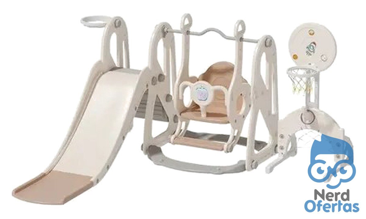 Playground Infantil 5x1 Mini Parque com Balanço, Escorregador, Basquete e Gol Maxi Toys