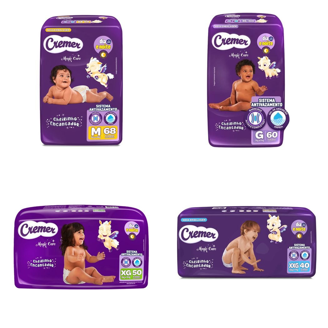 Fralda Cremer Magic Care com 20% OFF no cupom, a partir de R$0,67 por tira