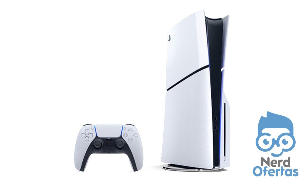PS5 Console PlayStation 5 Slim Disk 1TB com Leitor de Disco e Controle DualSense 4K 120fps Branco