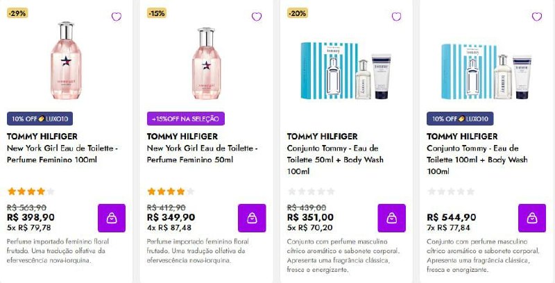 Perfume Tommy 100ML com cupom 15SELECAO nas compras da seleção