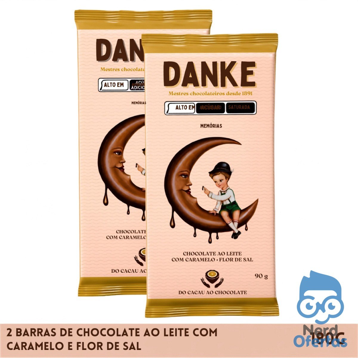 Kit 2un Chocolate Danke ao Leite Caramelo e Flor de Sal 90g por R$ 5