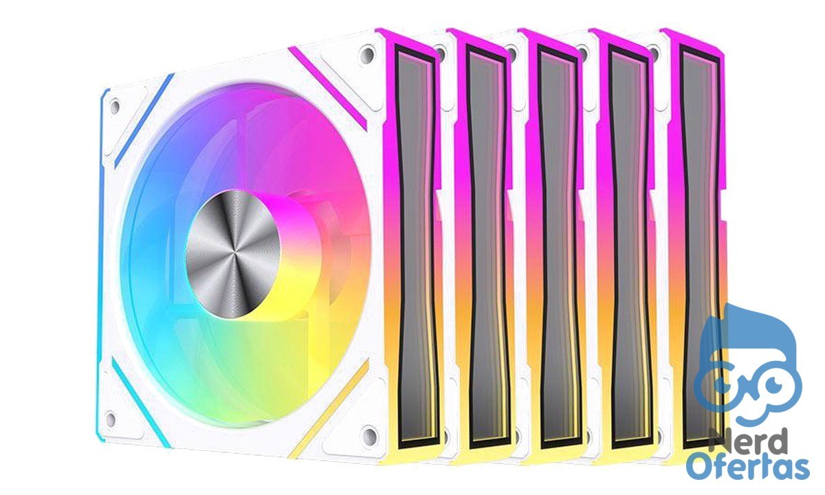 Kit Ventoinhas Acegeek Silverline ARGB 5x120mm Branco por R$ 130