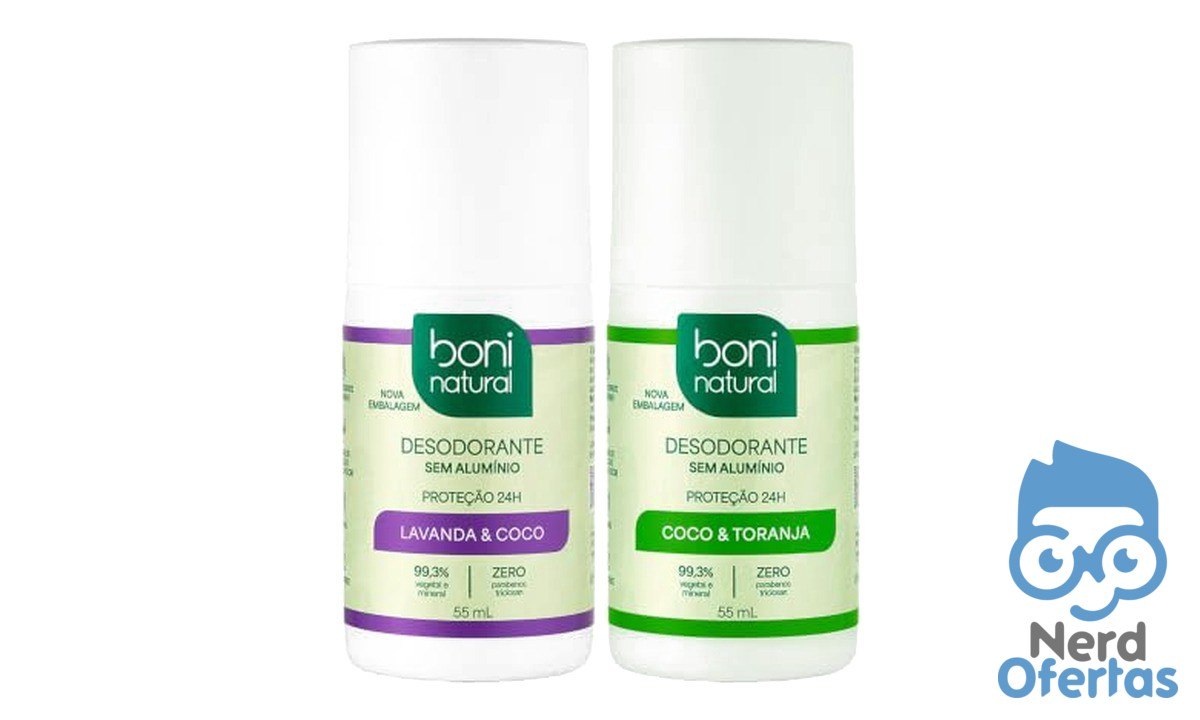 Kit Desodorante Roll-On Boni Natural Lavanda & Coco + Coco & Toranja 2x55 ml por R$ 16