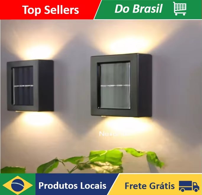 Luminária Arandela Solar LED Slim 2 Focos Luz Quente IP65 para Parede