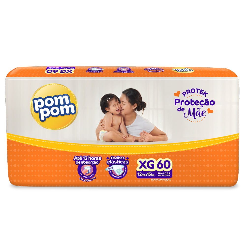 Fralda Pom Pom Protek XG com 60 Unidades por R$55,19