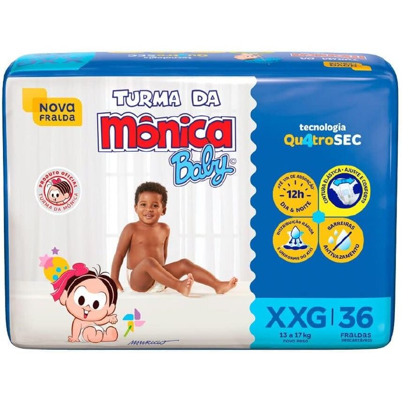 Fralda Turma da Mônica Baby Mega XXG 36 Unidades