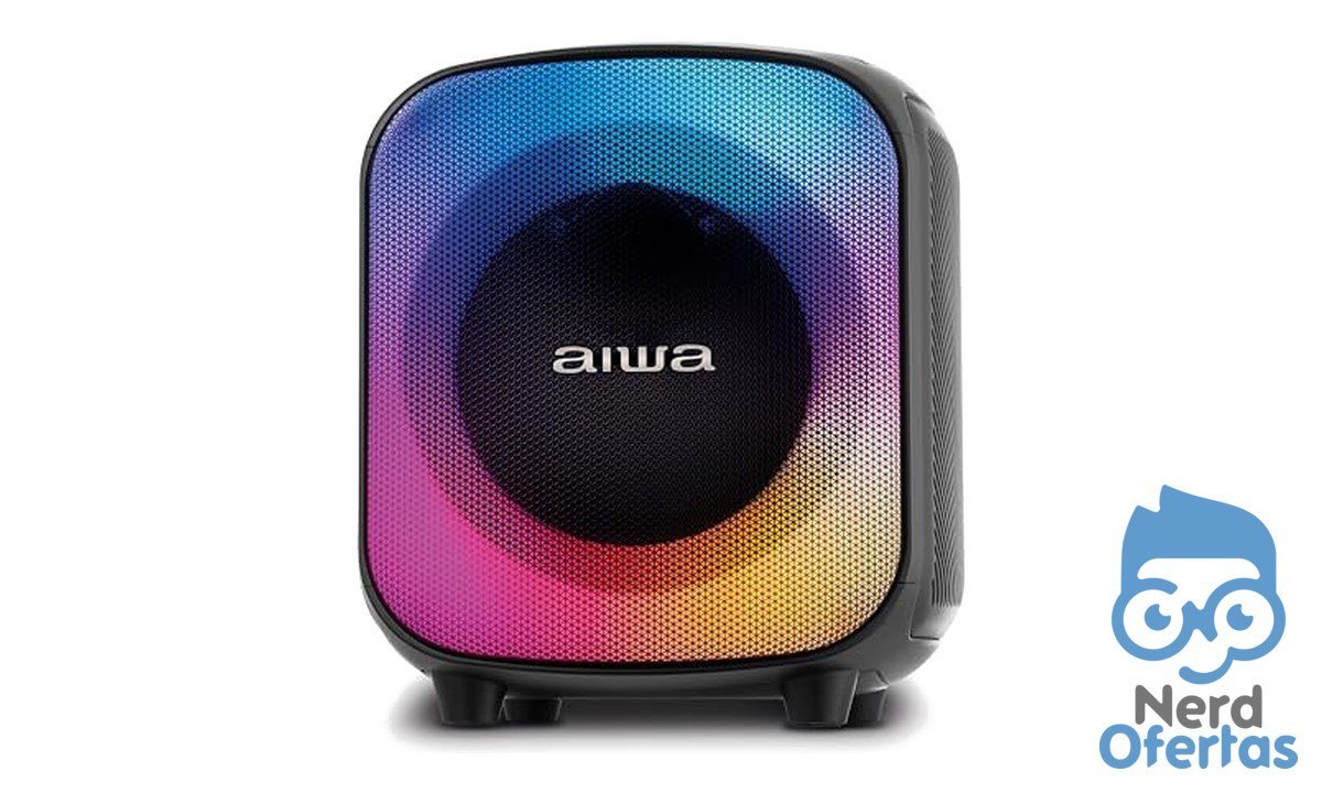 Caixa de Som PartyBox AIWA PB-07 Bluetooth 8H RGB USB TWS Preto