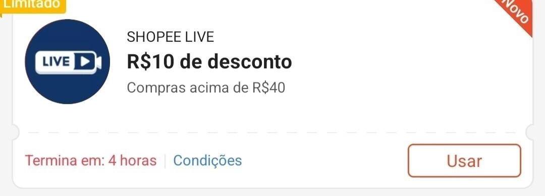 Cupom Shopee: R$ 10 OFF em compras acima de R$ 40