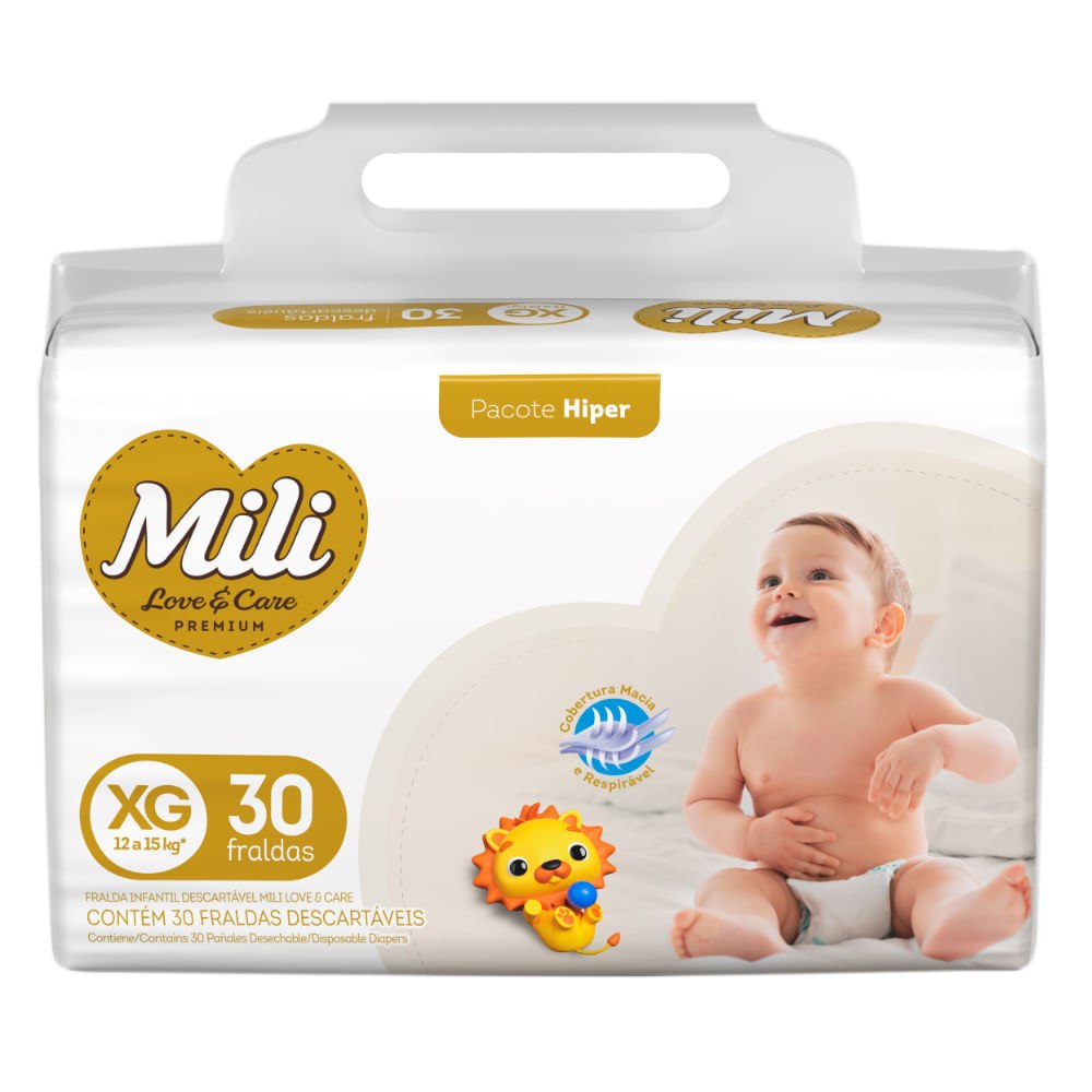 Fralda Mili Love e Care Premium XG com 30 Unidades por R$31,99