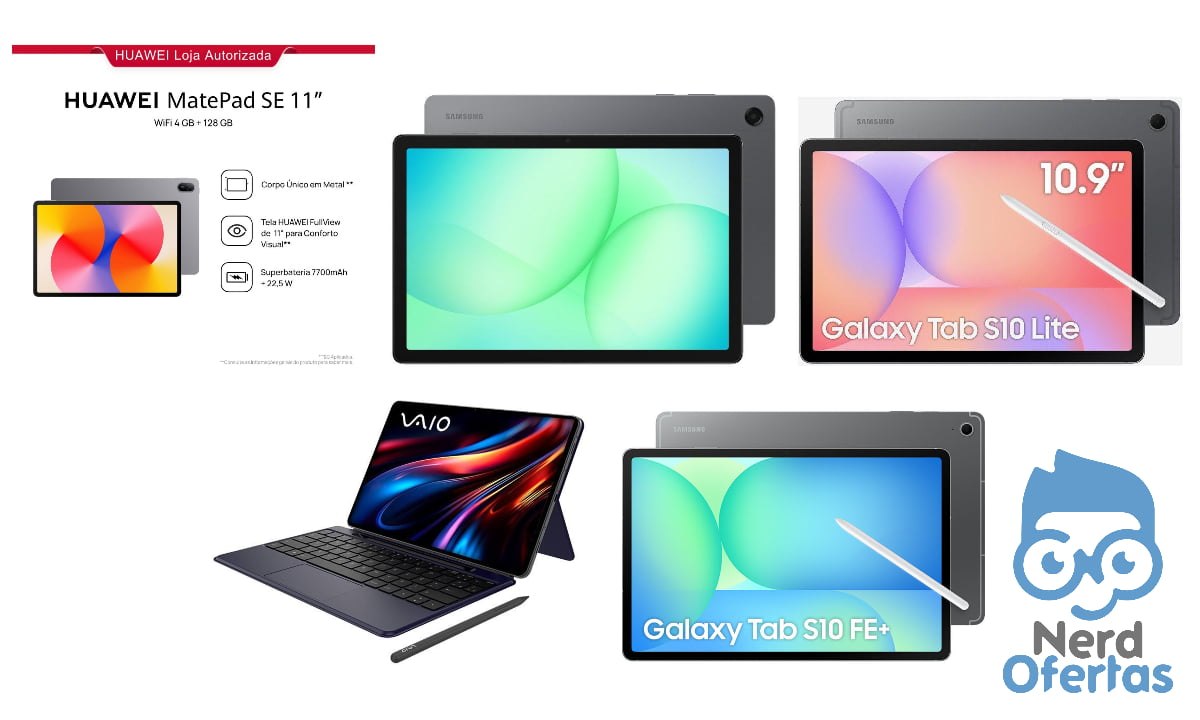 Tablets em oferta com cupom meia-noite: HUAWEI MatePad SE por R$ 719 e mais 4 modelos