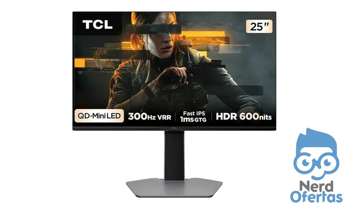 Monitor Gamer TCL 25G64 25" QD-Mini LED 300Hz Preto por R$ 1.106