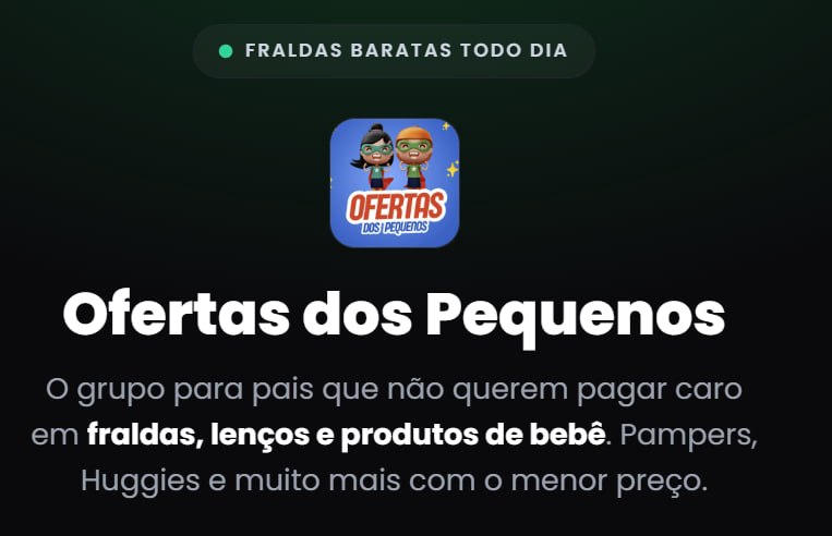 Departamento de ofertas infantis: fraldas, higiene e roupinhas com desconto