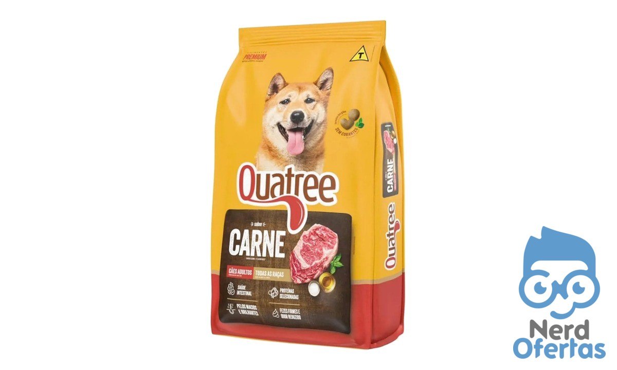 Ração Quatree Adulto Cão Todas as Raças Sabor Carne 15 kg por R$ 69