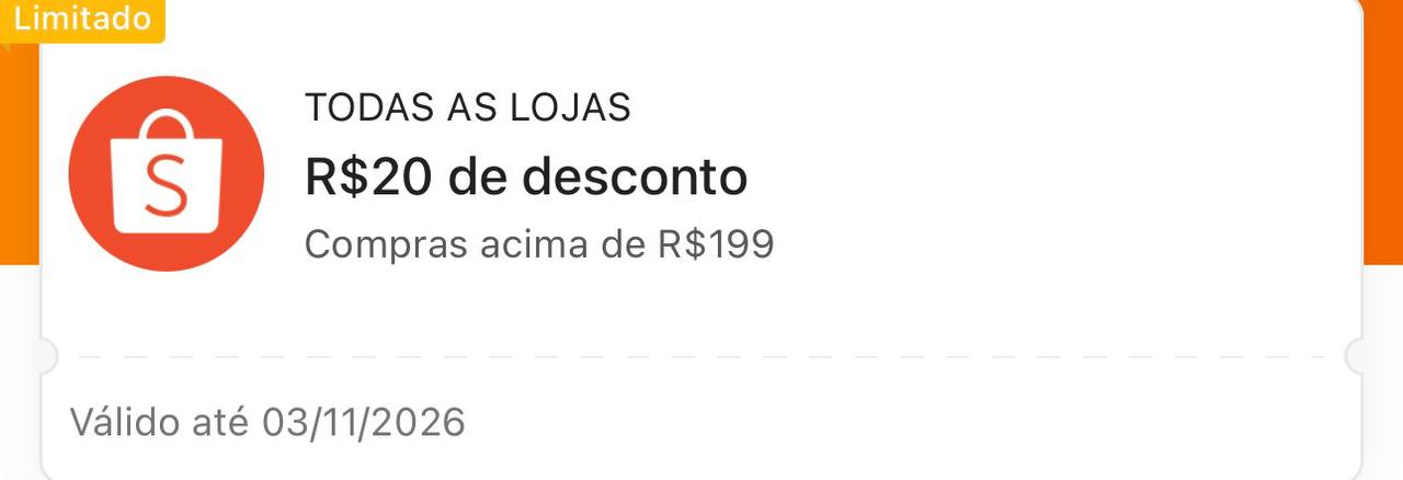 Cupom Shopee: R$ 20,00 OFF em compras acima de R$ 199,00 com o código 11ESQUENTA20OFF