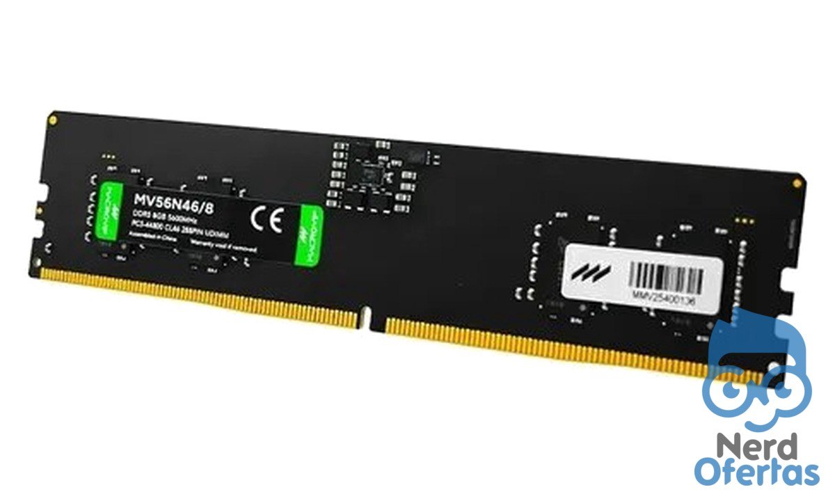 Memória Pc Macrovip 8GB 5600MHz DDR5 288pin UDIMM MV56N46/8 por R$ 766 com cupom HOJETECH