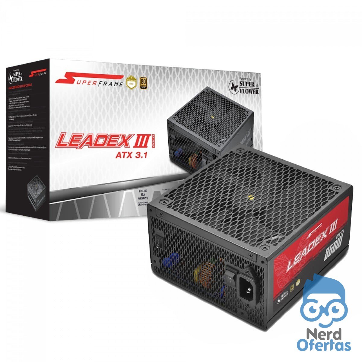 Fonte SuperFrame Leadex III 850W 80 Plus Gold Full Modular ATX 3.1 por R$ 549