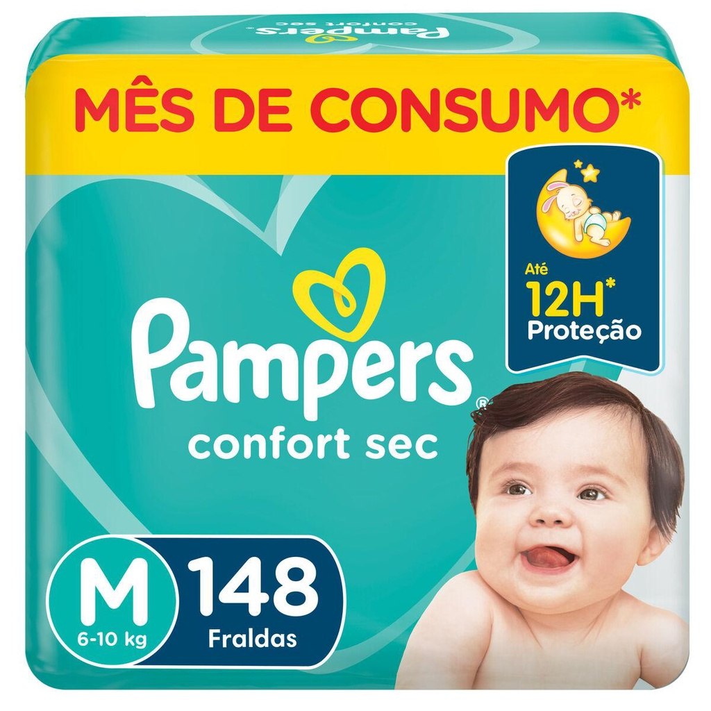 Fralda Pampers Confort Sec M com 148 Unidades por R$123,41